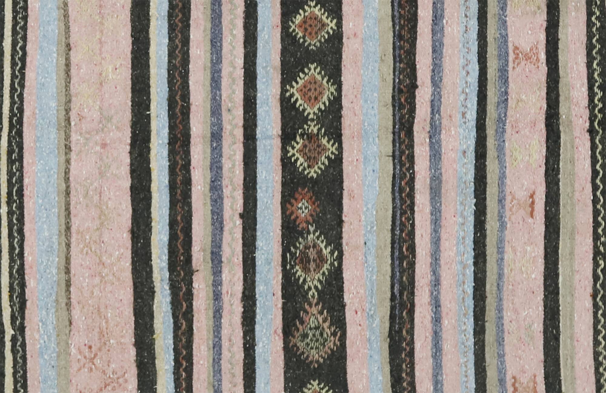 Large antique Anatolian kilim in pink and grey, 357 x 187 cm