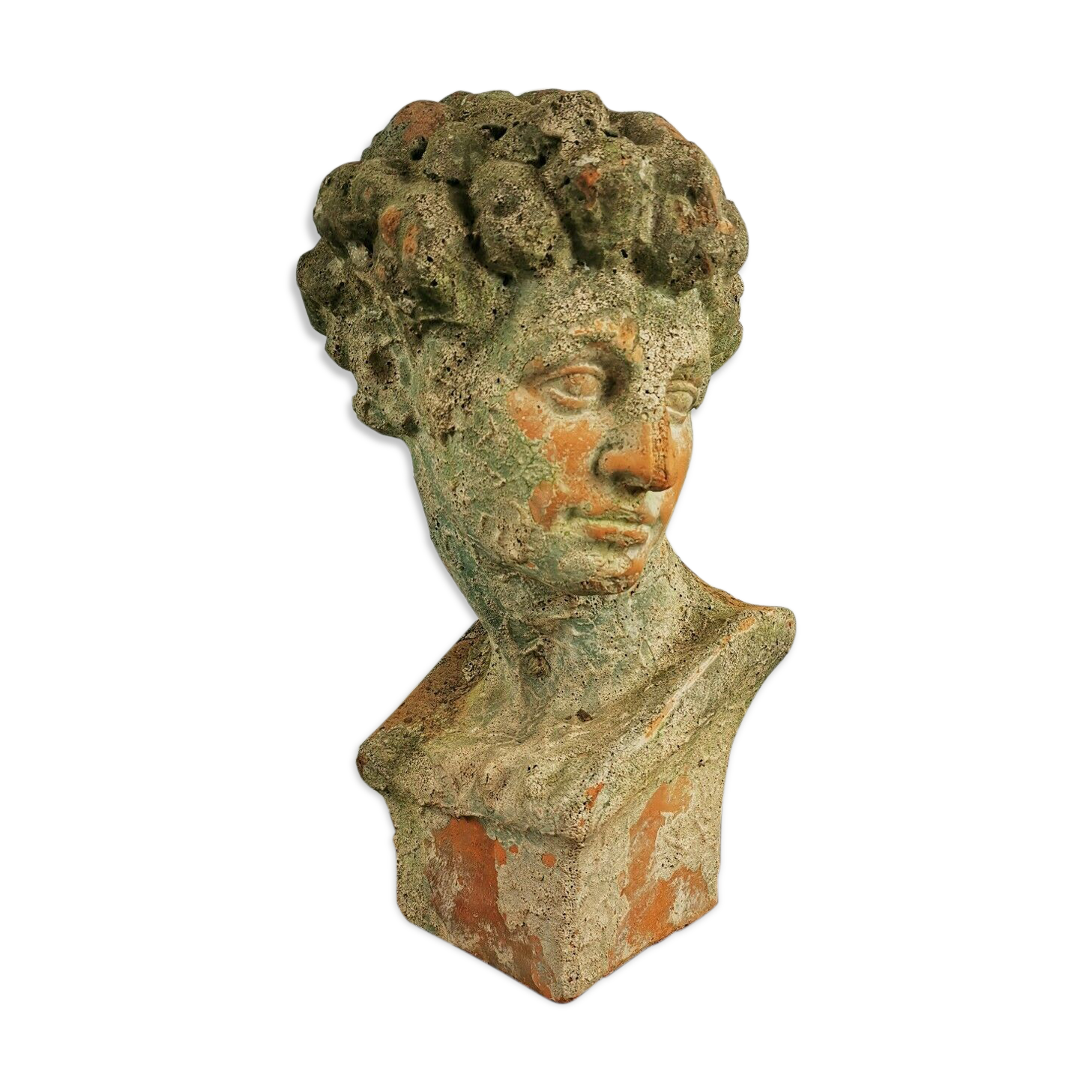 Antique 19th/20th century substantial terracotta Roman Michelangelo David Bust