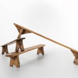 Rustic low bench in solid wood, France ca. 1850