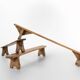 Banc bas rustique en bois massif, France vers 1850