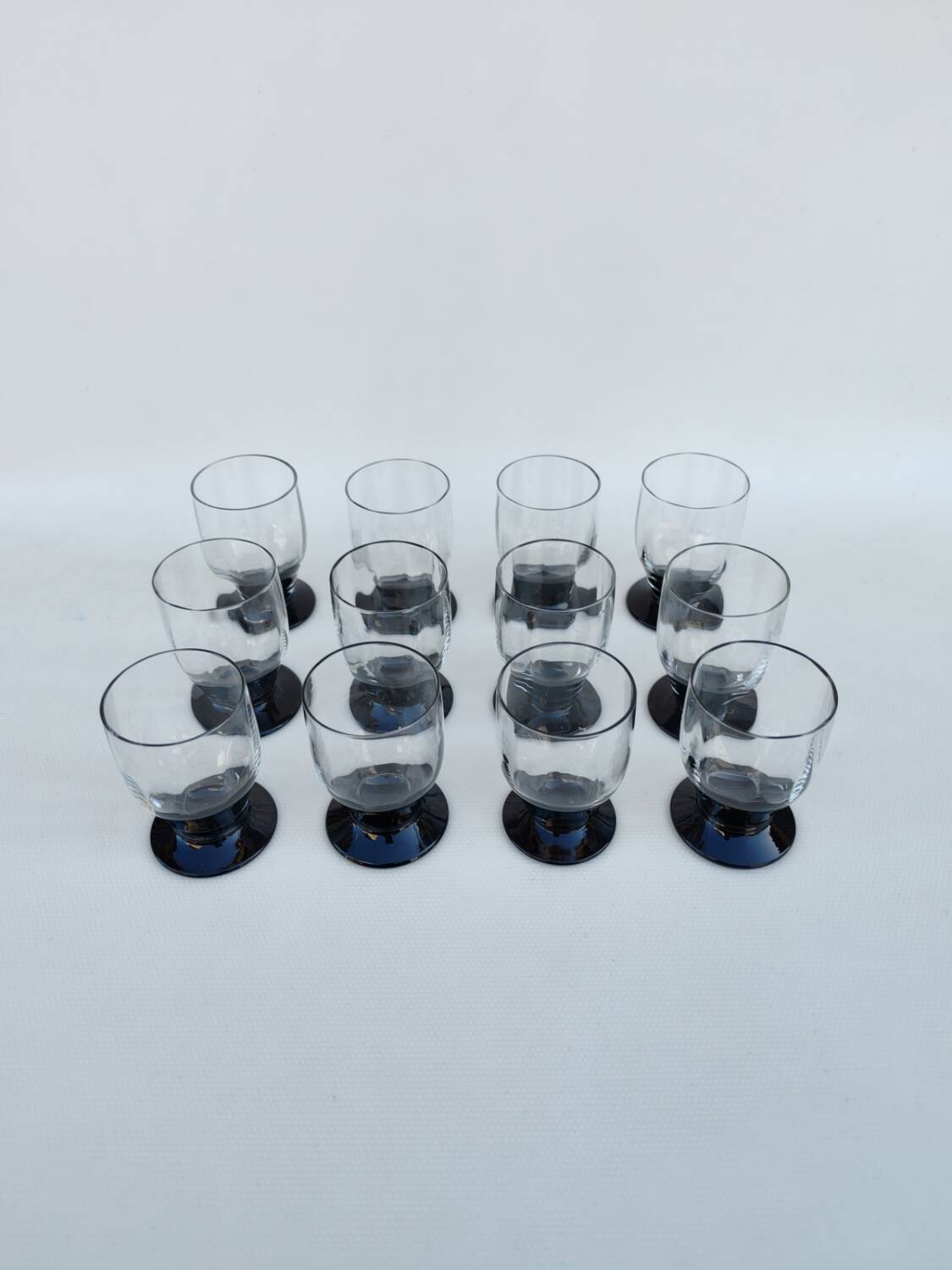 12 Art Deco glass goblets by Daum Nancy.