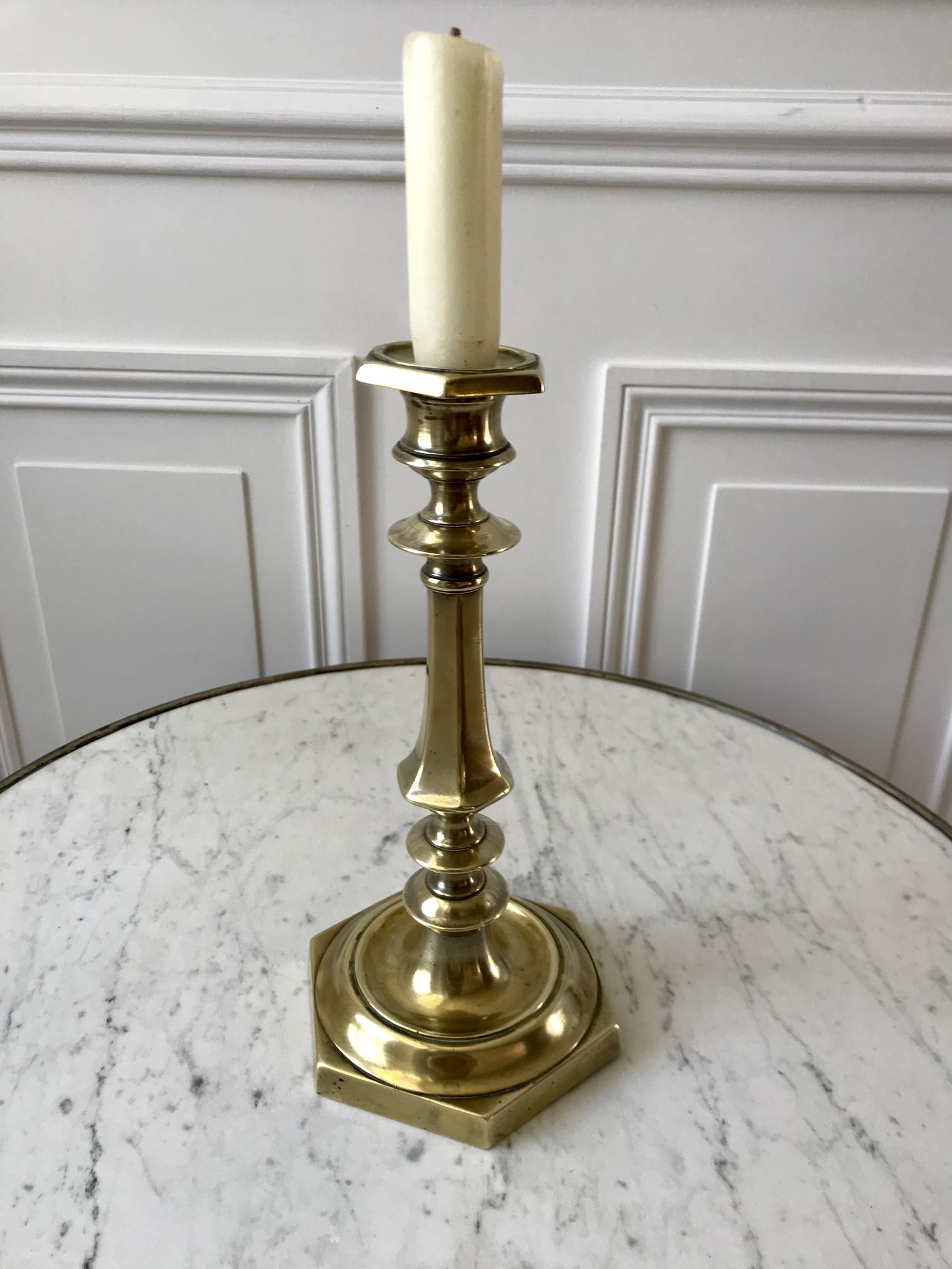 Candle holder / candlestick in golden brass 20s