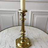 Bougeoir / chandelier en laiton doré années 20