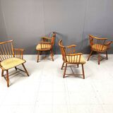 WKS 7 Armchairs with Wickerwork Seat by Arno Lambrecht for Wk Möbel, Germany, 1950s - set of 4