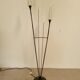 Lampadaire roseaux vintage Arlus en laiton patiné et verre années  60