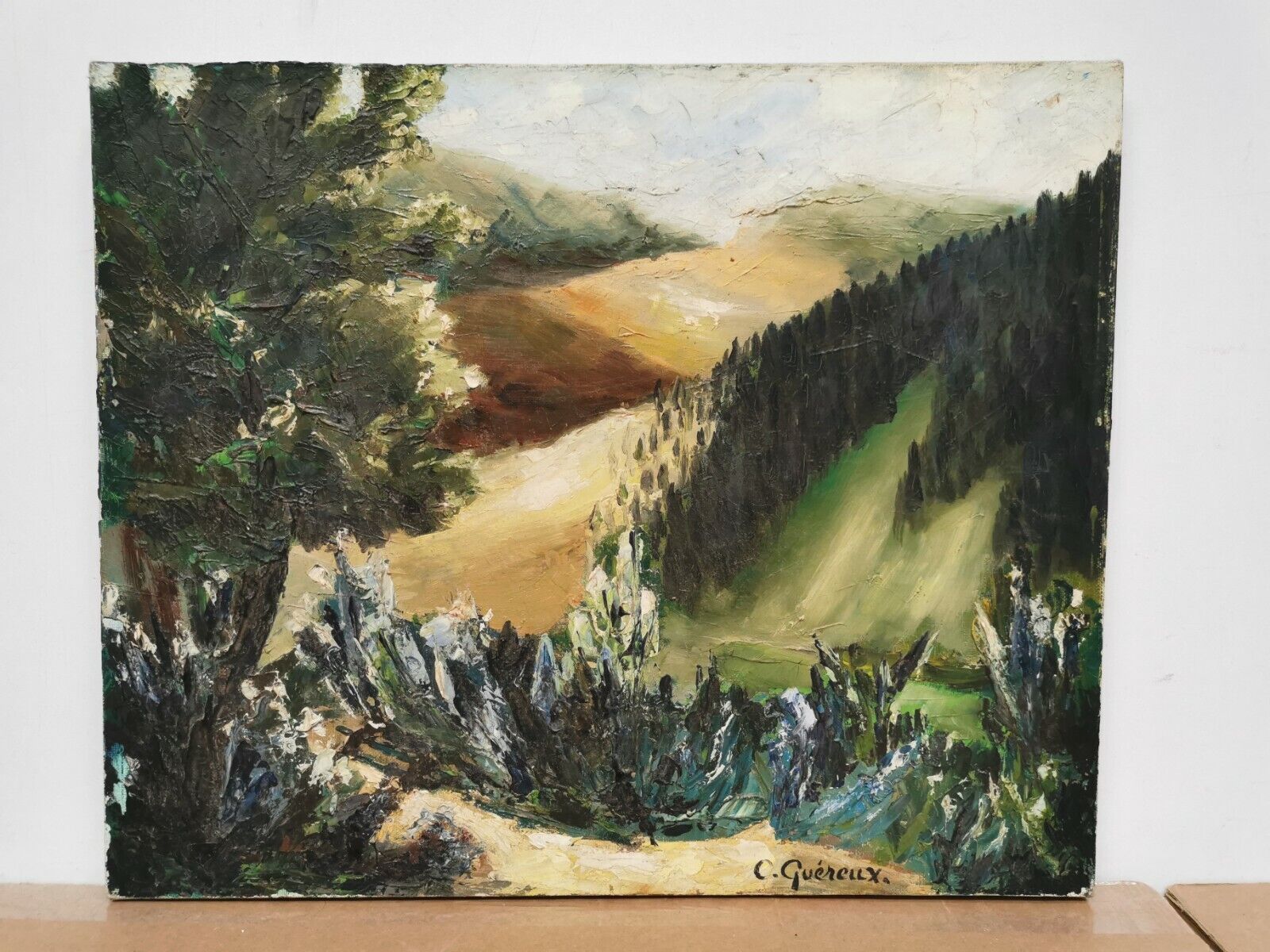 Painting signed Quéreux? landscape , Oil on canvas