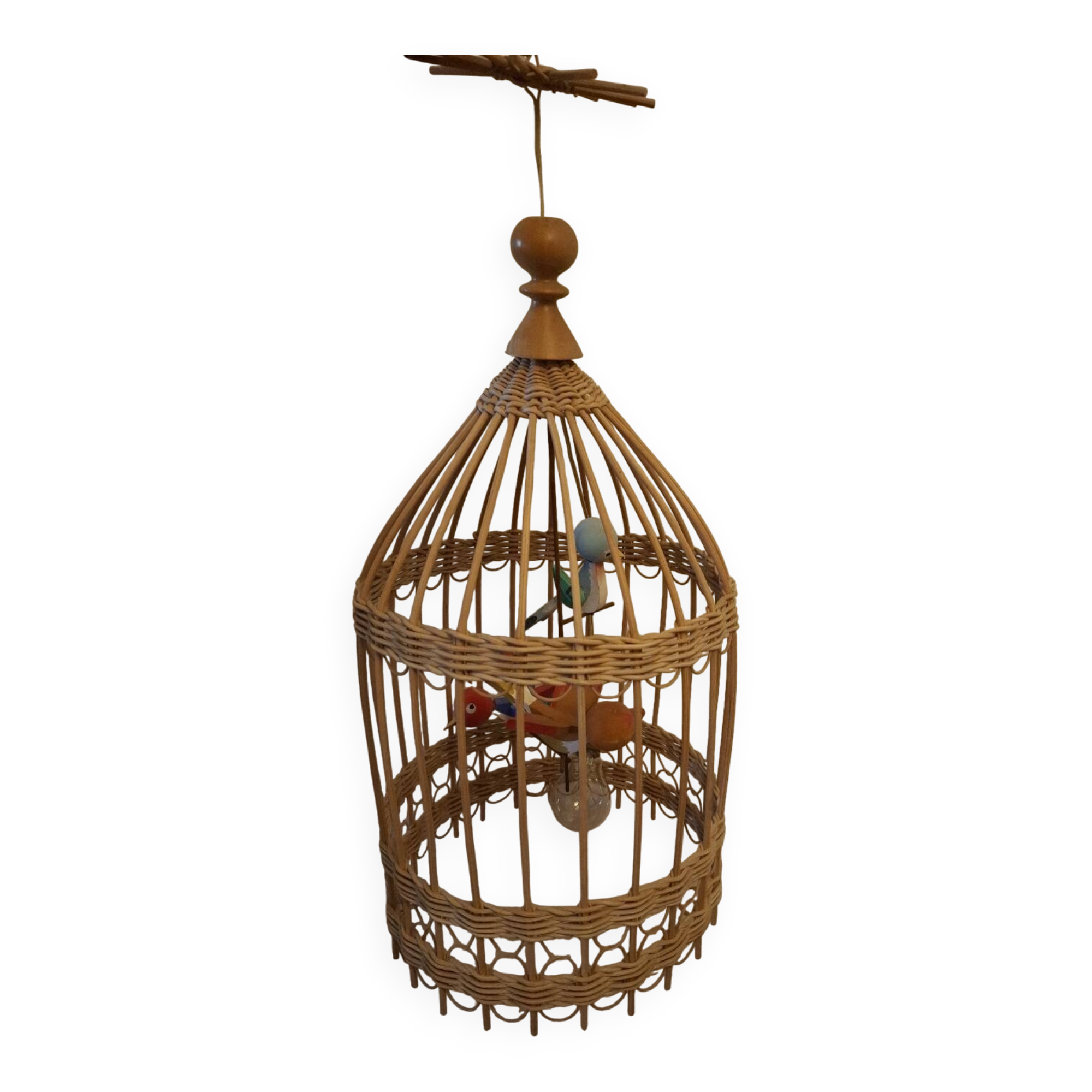 Vintage rattan pendant light from the 1950s and 60s