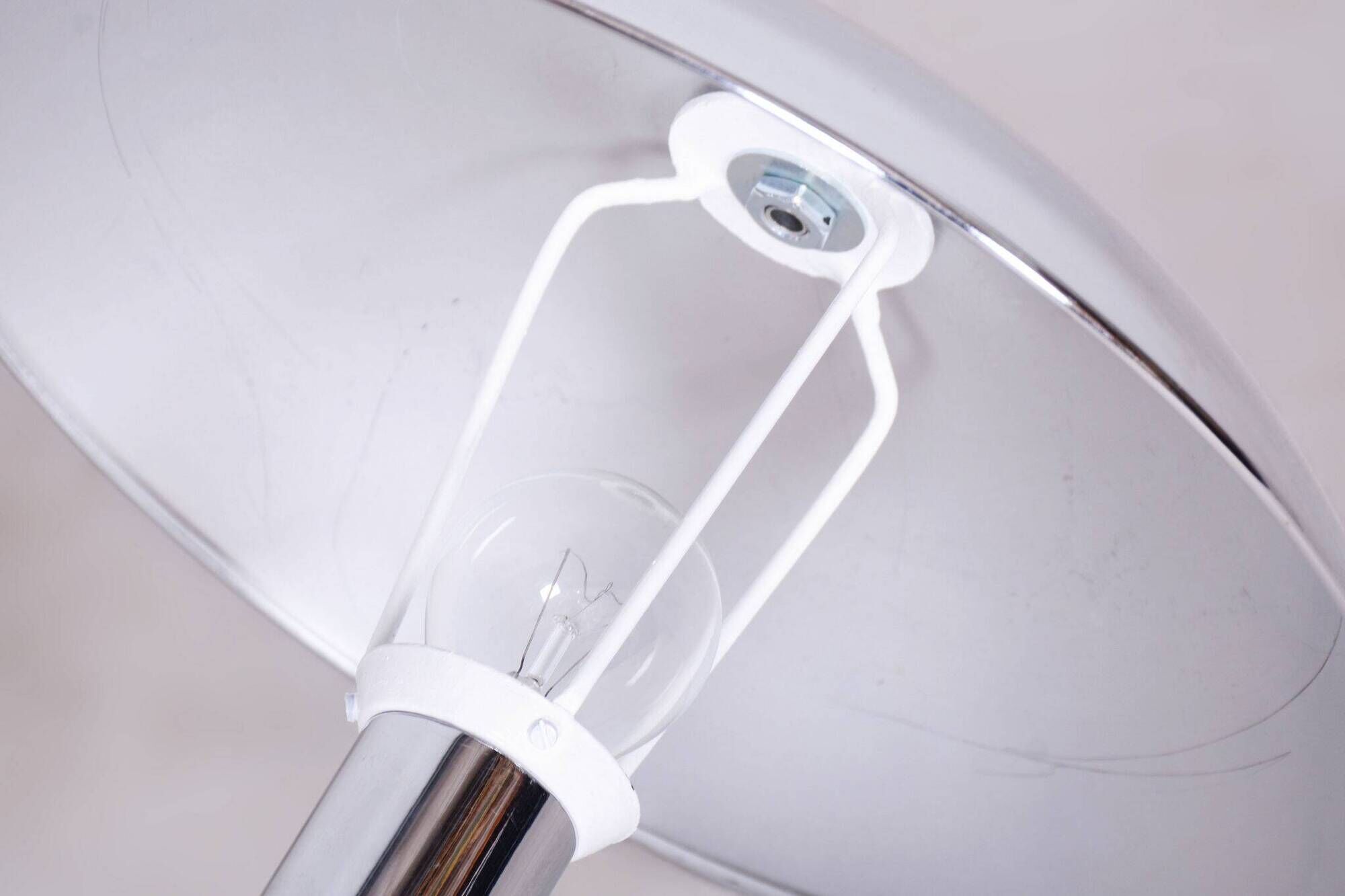 Original artdeco table lamp, chrome, functional electrification, czechia, 1930s