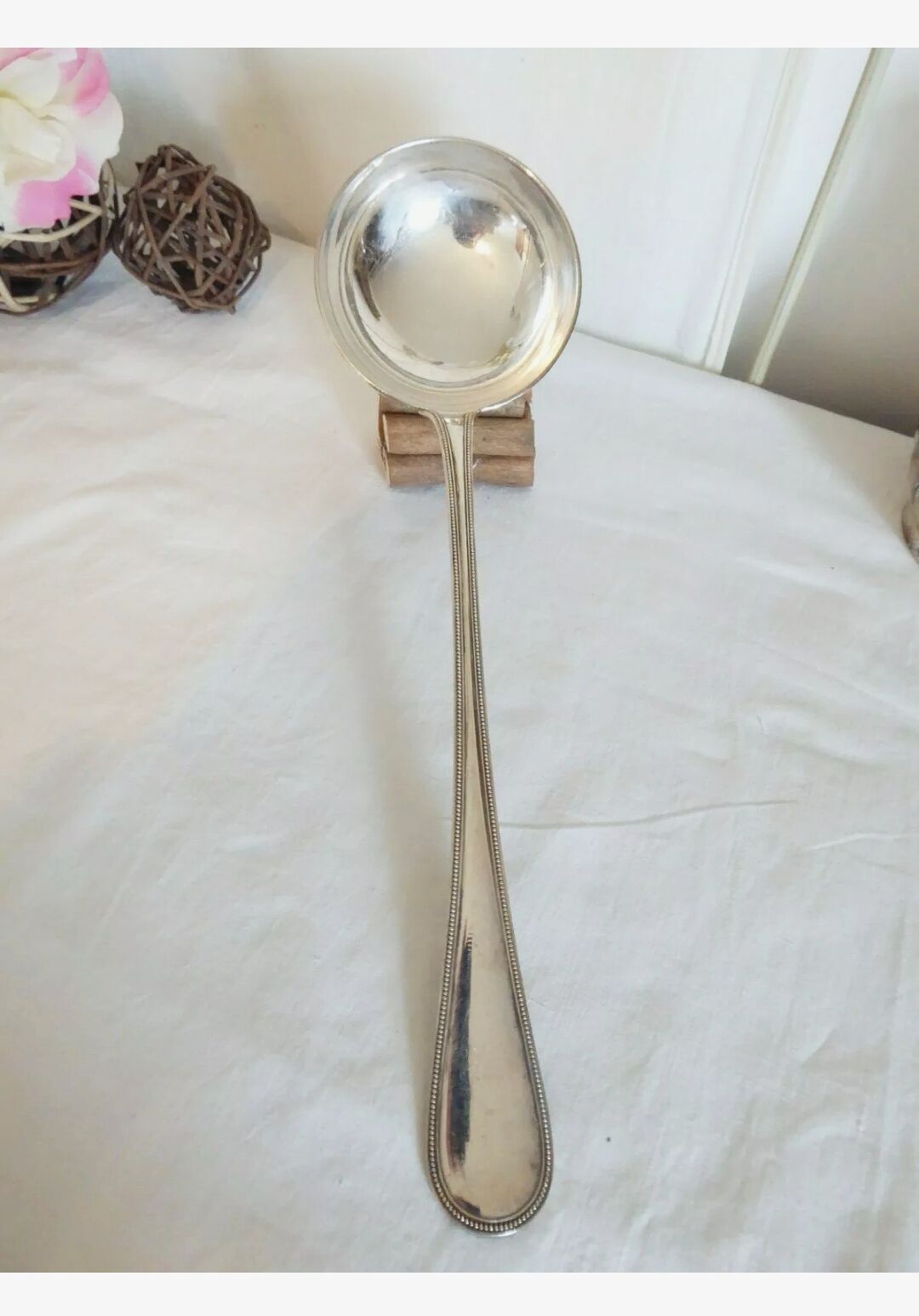 Silver metal ladle Christofle model pearls