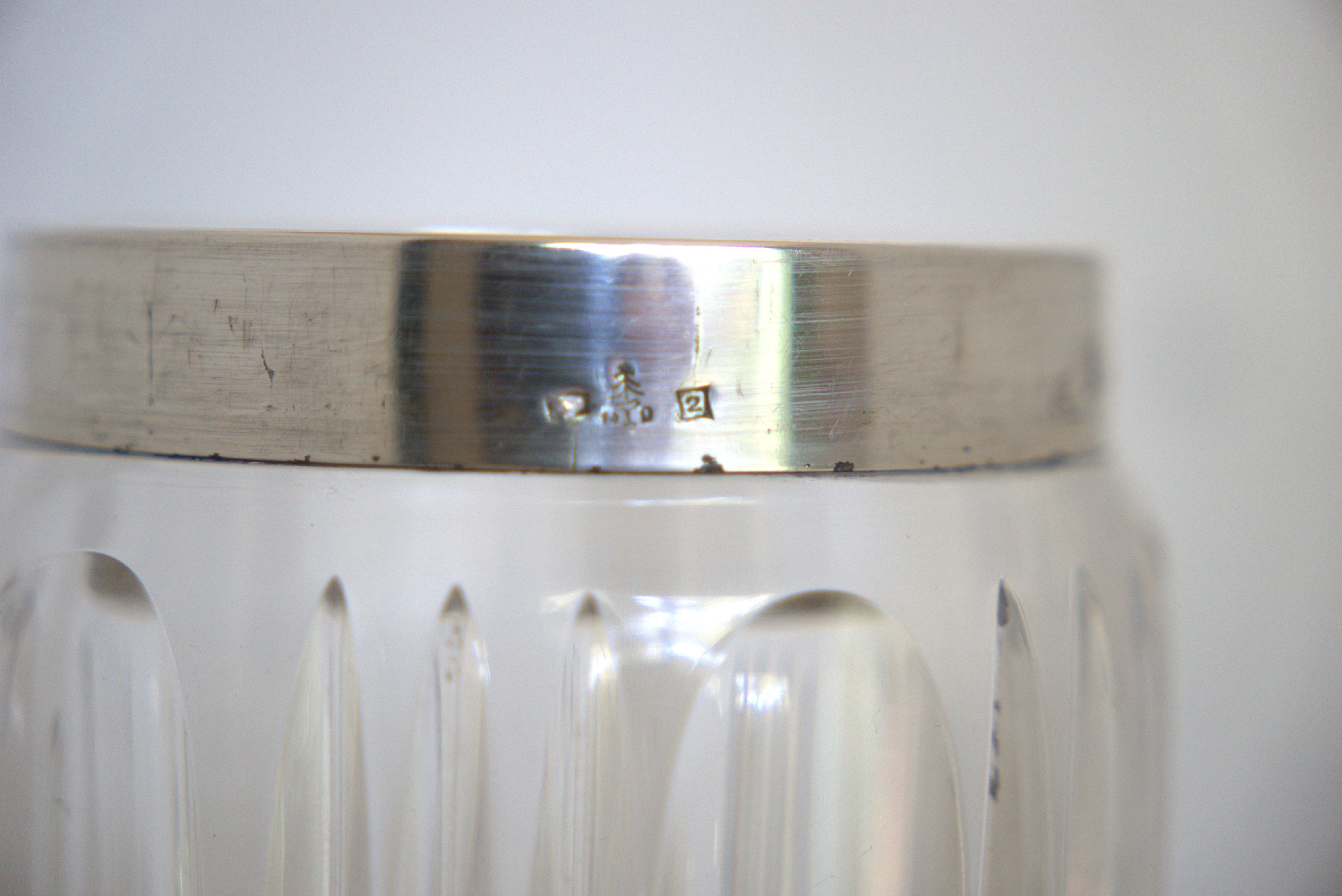 Art deco crystal and silver plated shaker