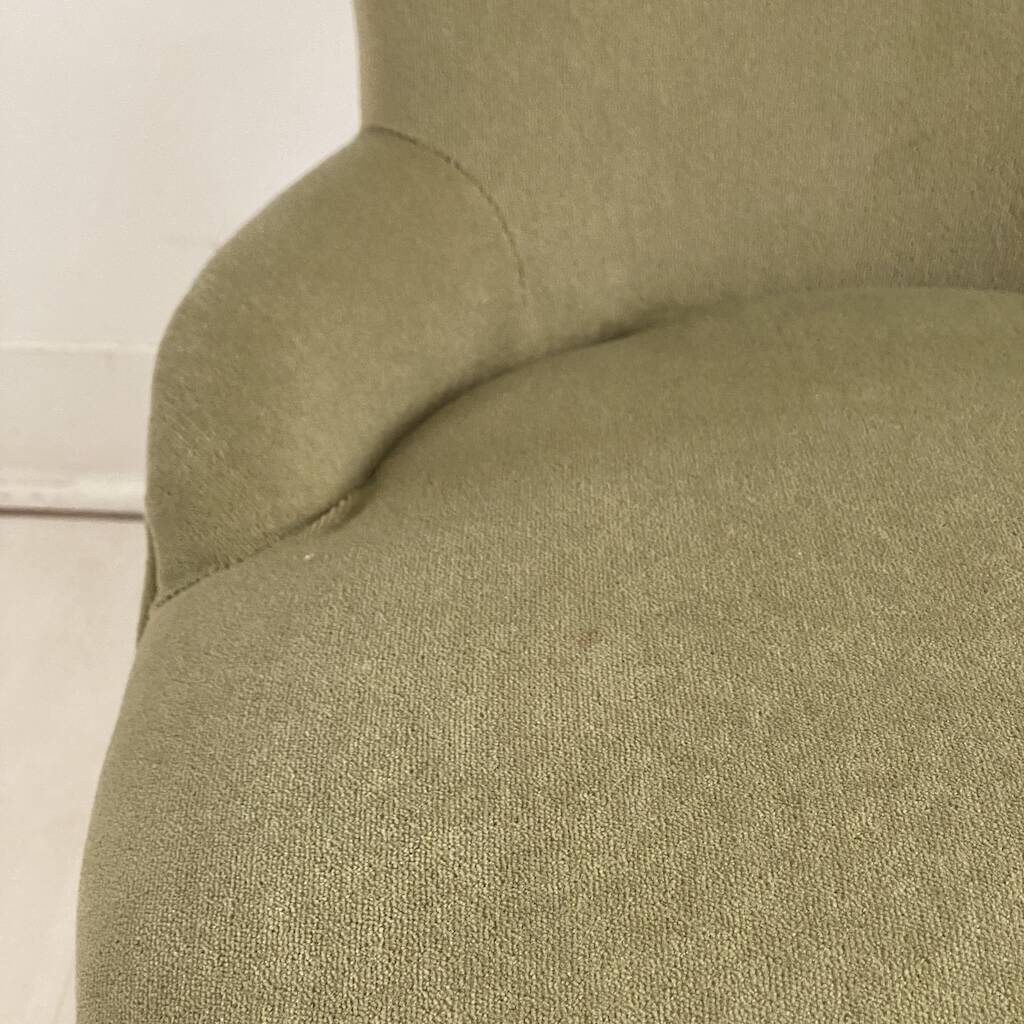 Small green velvet tub chair