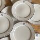 Set of 11 large flat plates – White porcelain with blue rim – Pillivuyt, 31 cm