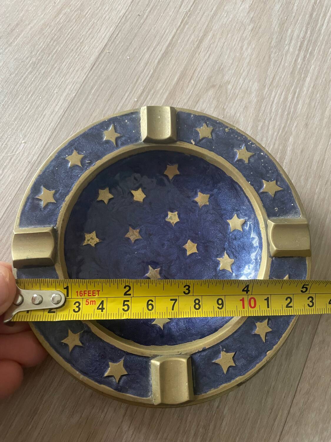 Vintage Pair of Catchall Trays – Solid Brass & Starry Enamel