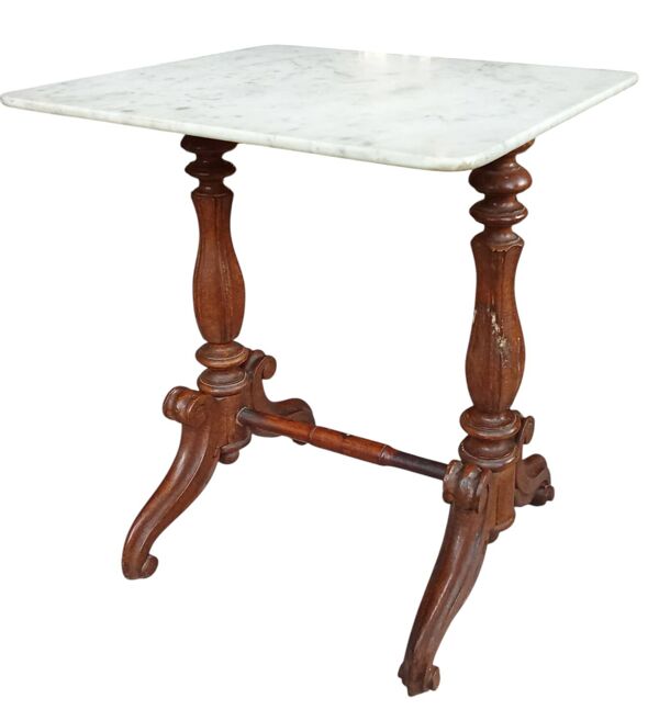 Ancienne petite table d appoint marbre et bois