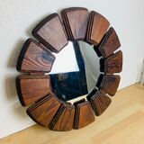 Brutalist mirror round wood 52 cm