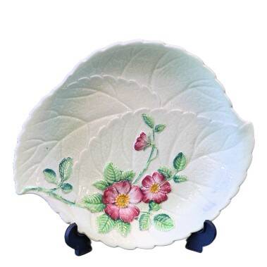 Plat de service décoratif Carlton Ware à feuilles vertes et fleurs roses