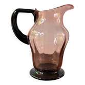 Pichet Art déco en verre rose et noir, années 20-30