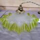 Pleated Frosted Glass Lampshade with Green Ouraline Border, 19th Century
