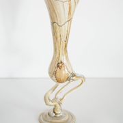 Vintage mid-century artistic vase, beige sand, Murano glass, Europe, 1970.