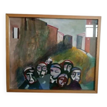 Oil on Canvas Abstract Painting Eros Bortolotti "The Leonka Returns to May"
