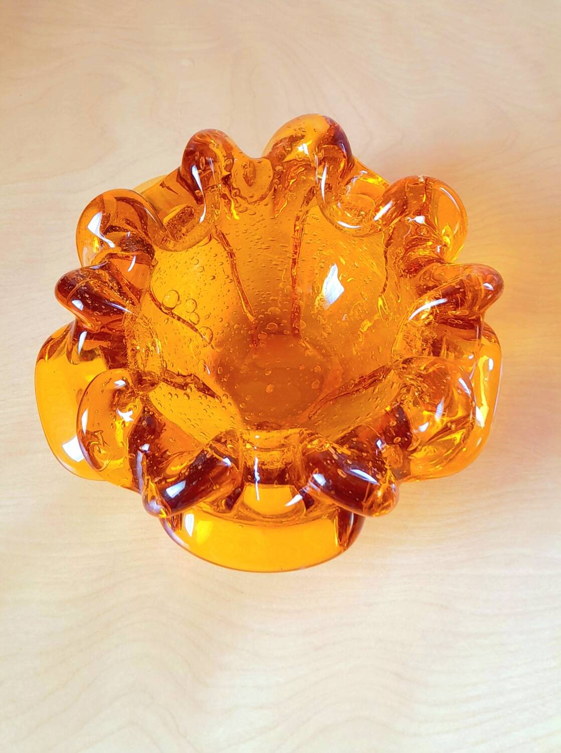 Murano amber glass ashtray 70s