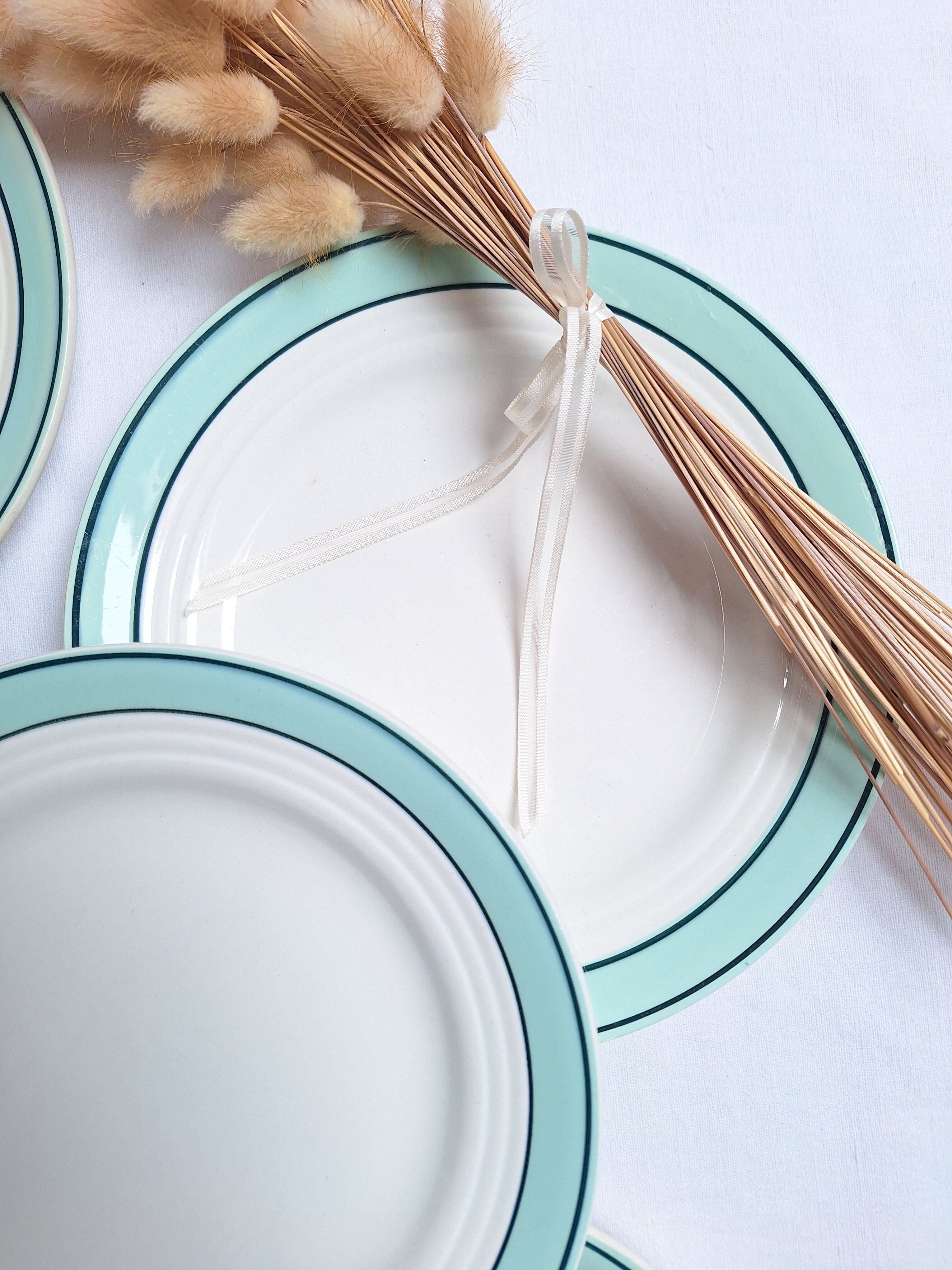 Assiettes plates Céranord - Modèle Amanda vert