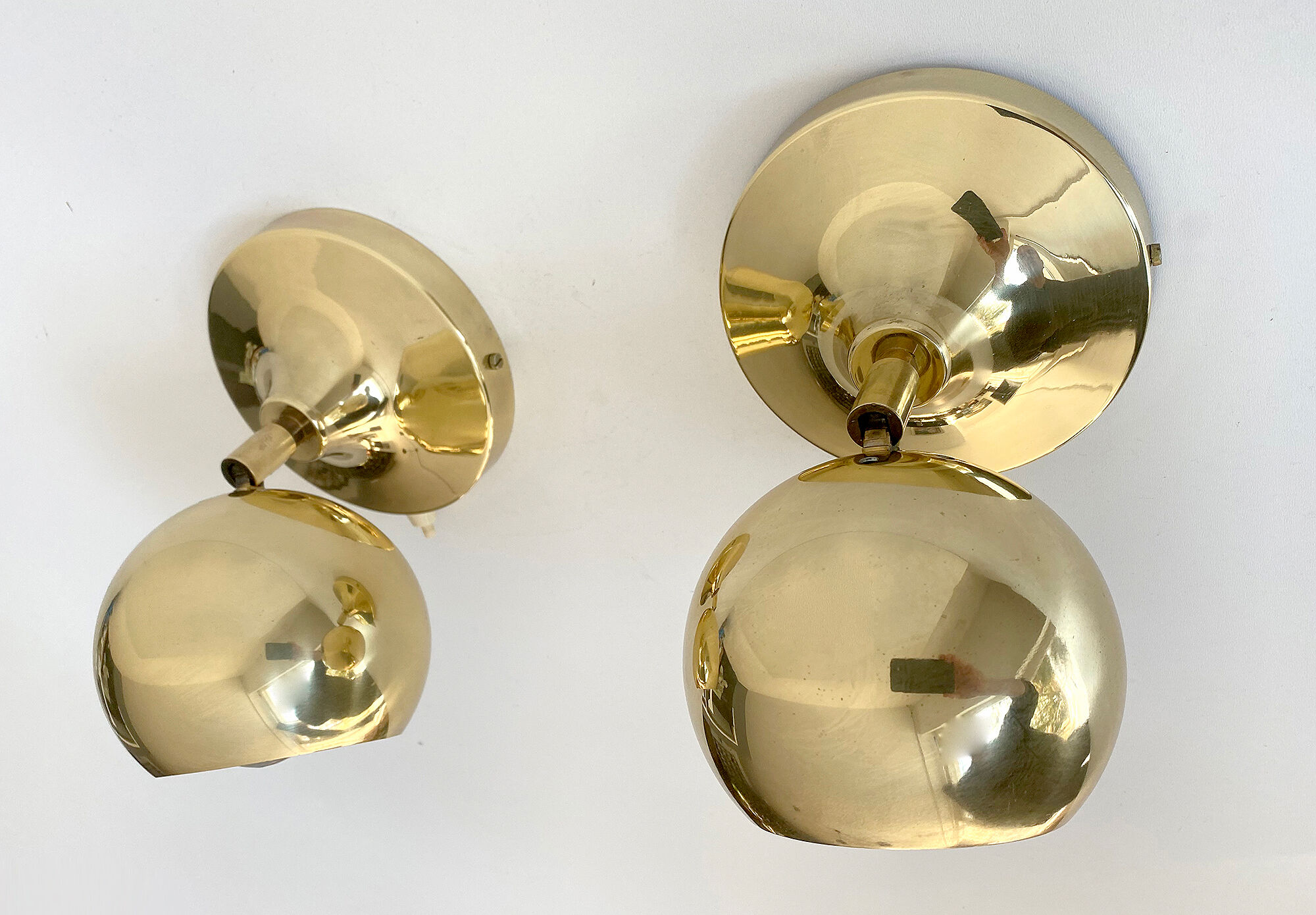 Pair Vintage Spot Wall Lamp, 60s. Brass Globe