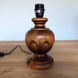 Carved turned wooden lamp base