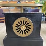 Napoleon III style fireplace clock in black marble and bronze