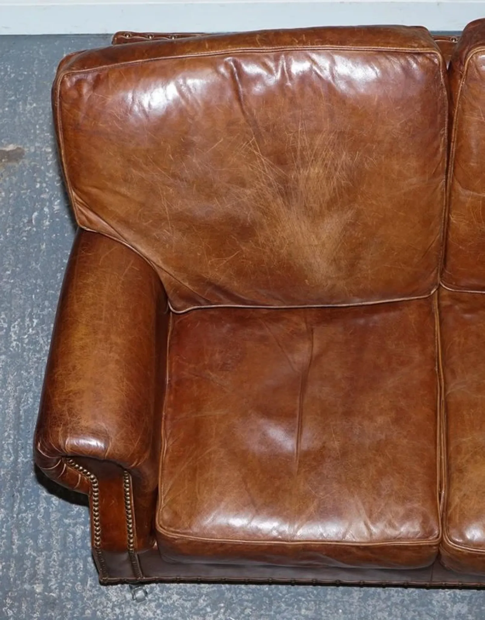 Brown Leather Two-Seater Sofa Balural in the Style of Halo and Timothy Oulton