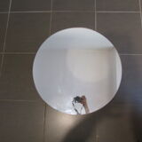 Table basse ronde vintage '50, plateau miroir