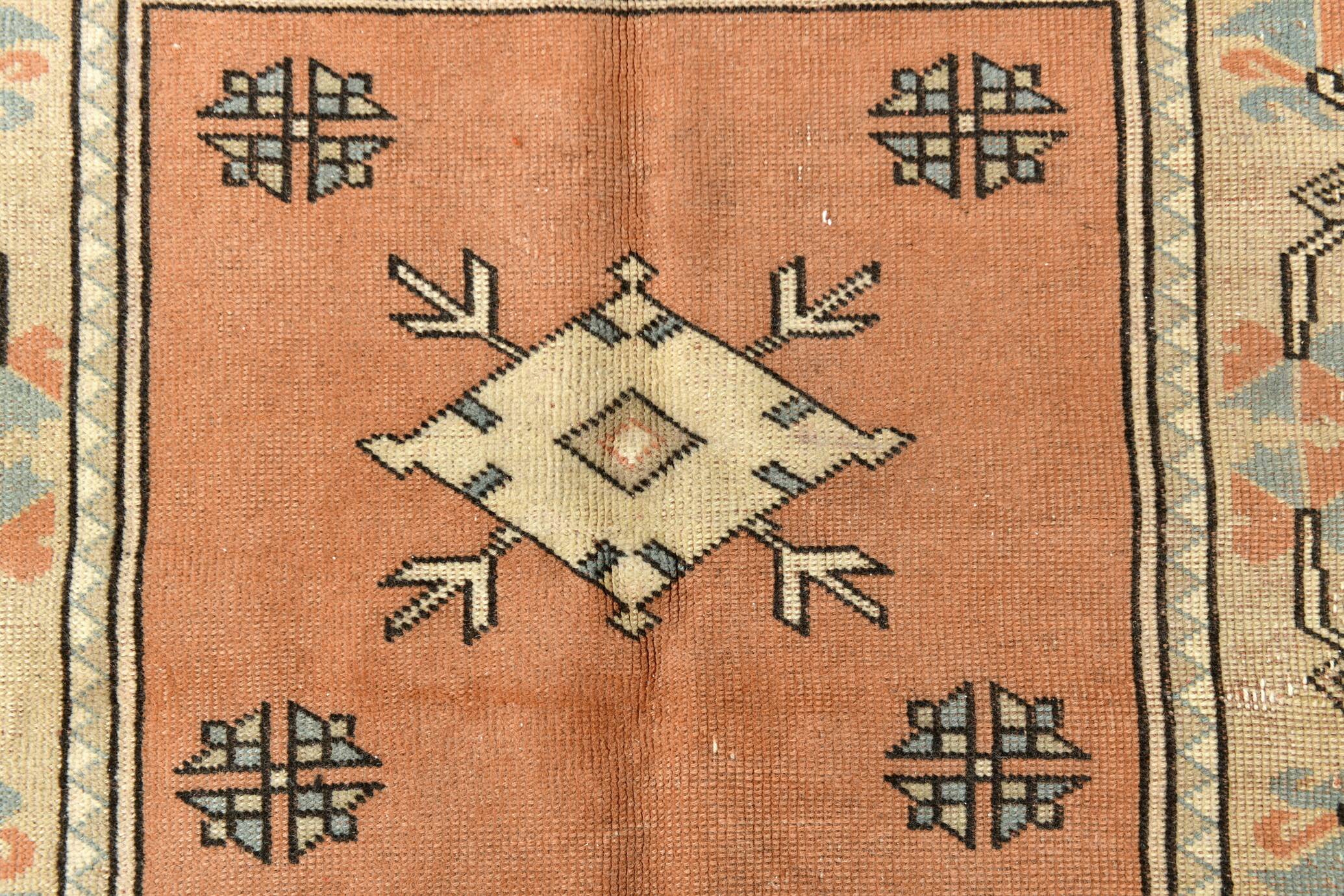 Salmon & Cream Square Persian Rug, 194x212Cm