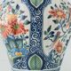 Delft Polychrome Chinoiserie Table Lamp, Tichelaar Makkum, New Silk Shade