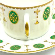 Set of 6 tea cups and 1 cream jug in Paris porcelain, Louis XVI decoration.