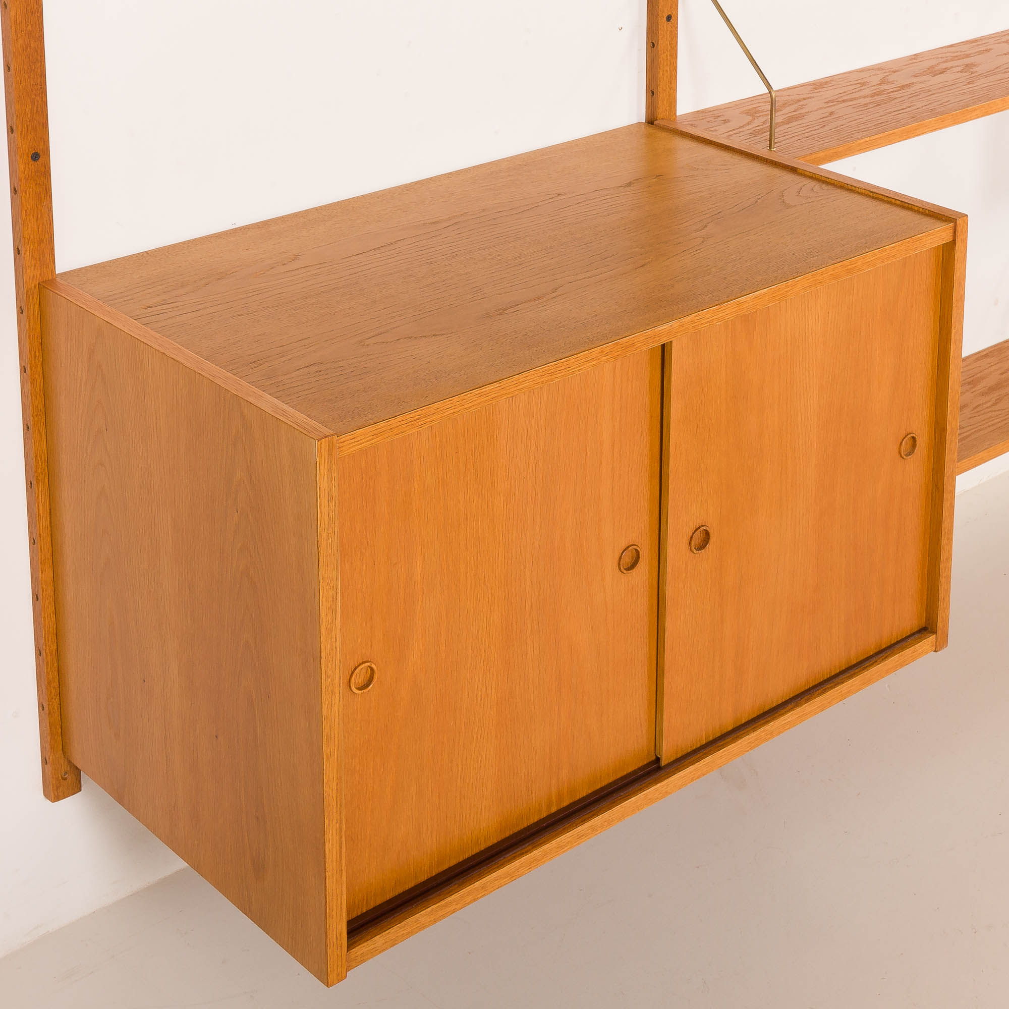 Scandinavian oak wall unit by PS System, Randers, Denmark, 1970s