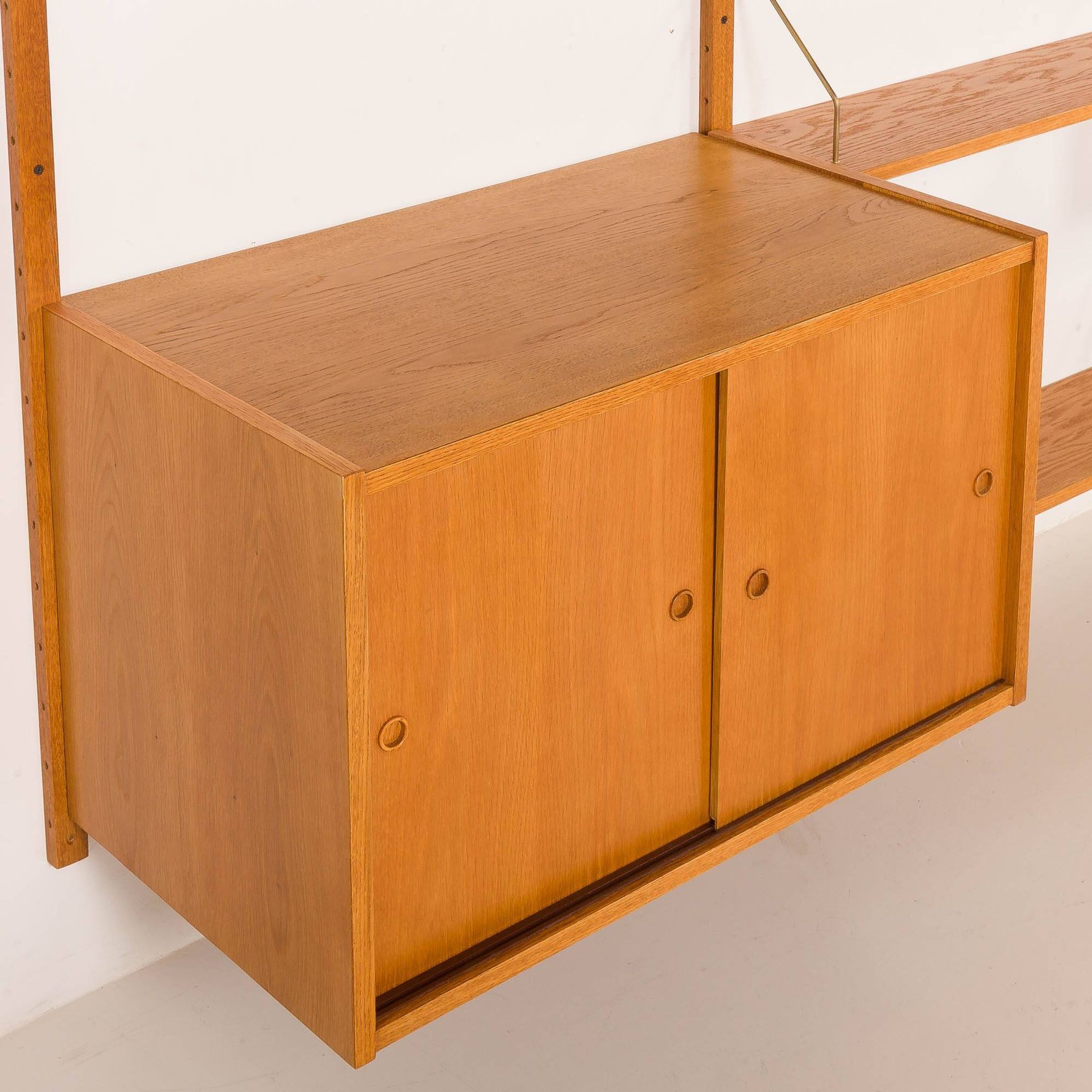 Scandinavian oak wall unit by PS System, Randers, Denmark, 1970s