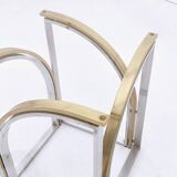 Round Brass and Steel Dining Table by Romeo Rega with Glass Top