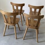 Série de 4 chaises de montagne en bois brut