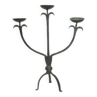 Brutalist wrought iron candlestick 1960s 20th century