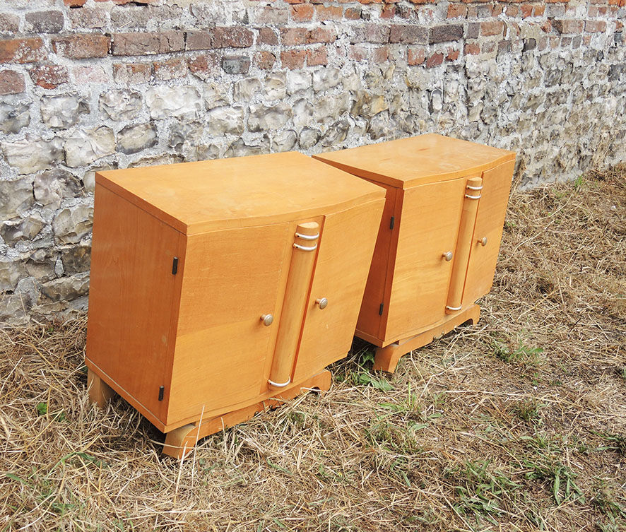 2 old bedsides table in blond wood