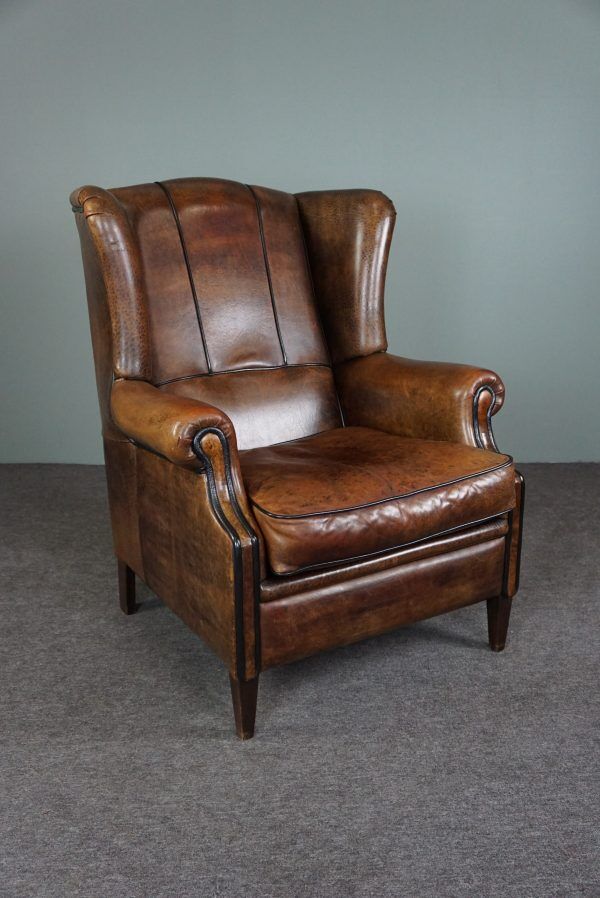 Brown sheepskin armchair