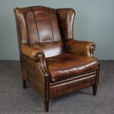 Brown sheepskin armchair