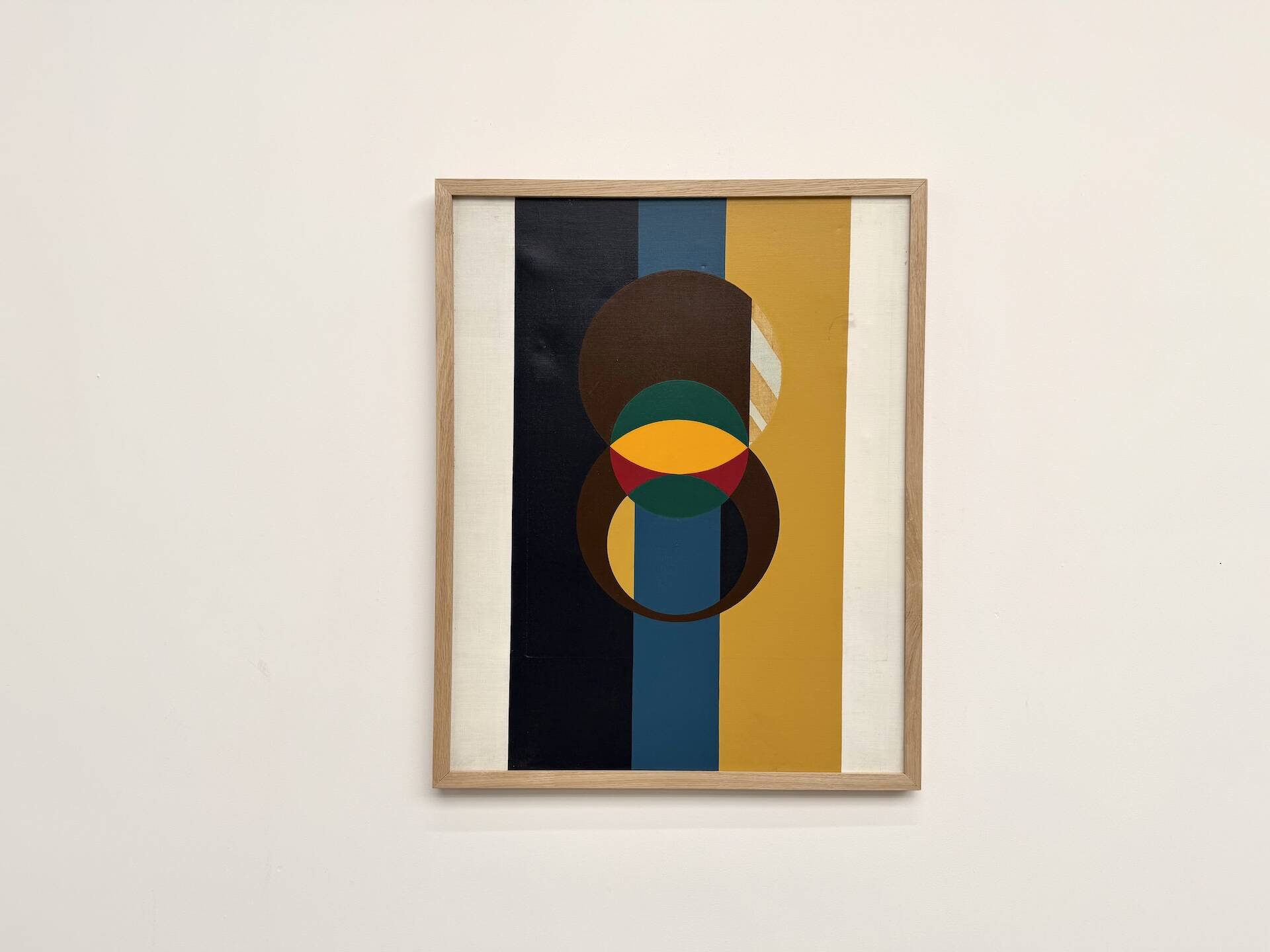 Composition with circles and vertical bands, oil on canvas.