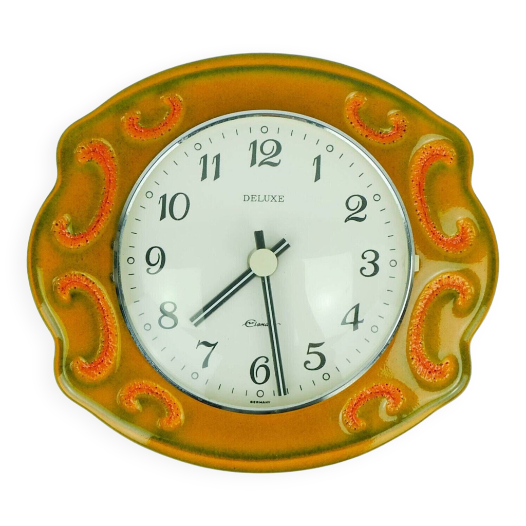 Ancienne horloge murale KIENZLE en céramique - Pendule Vintage - Clock