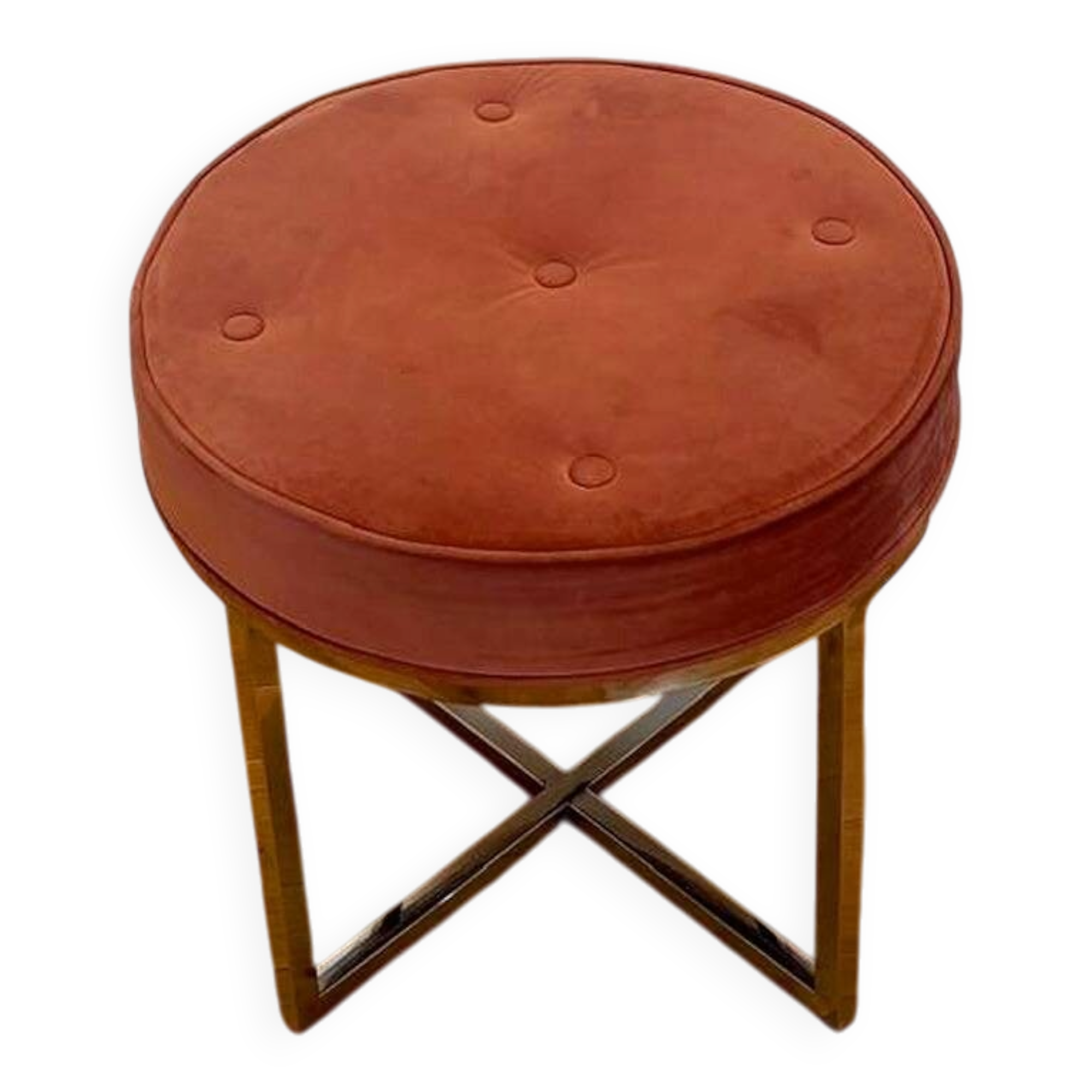 Round pink velvet tufted pouf NV Gallery