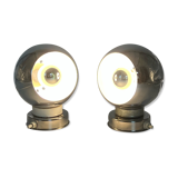 60s lamp set Reggiani Eyeball  chromed globe wall lamps - space age desk lamps