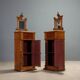 Antique walnut bedside tables with grey marble, Italy, 19th century.