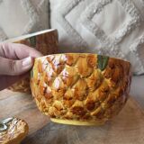Old set of bowls and spoons in the shape of vintage pineapple