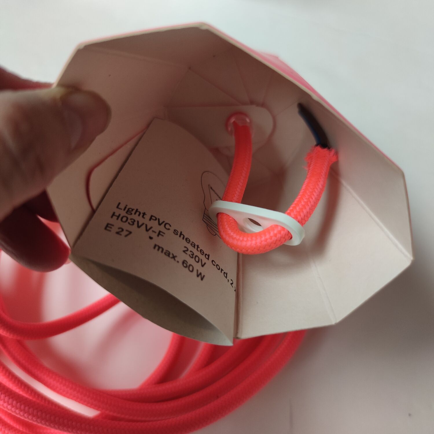 Neon pink pendant lamp