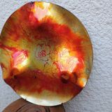 Contemporary decorative glass plate signed Cesart Italy 1980 glazed